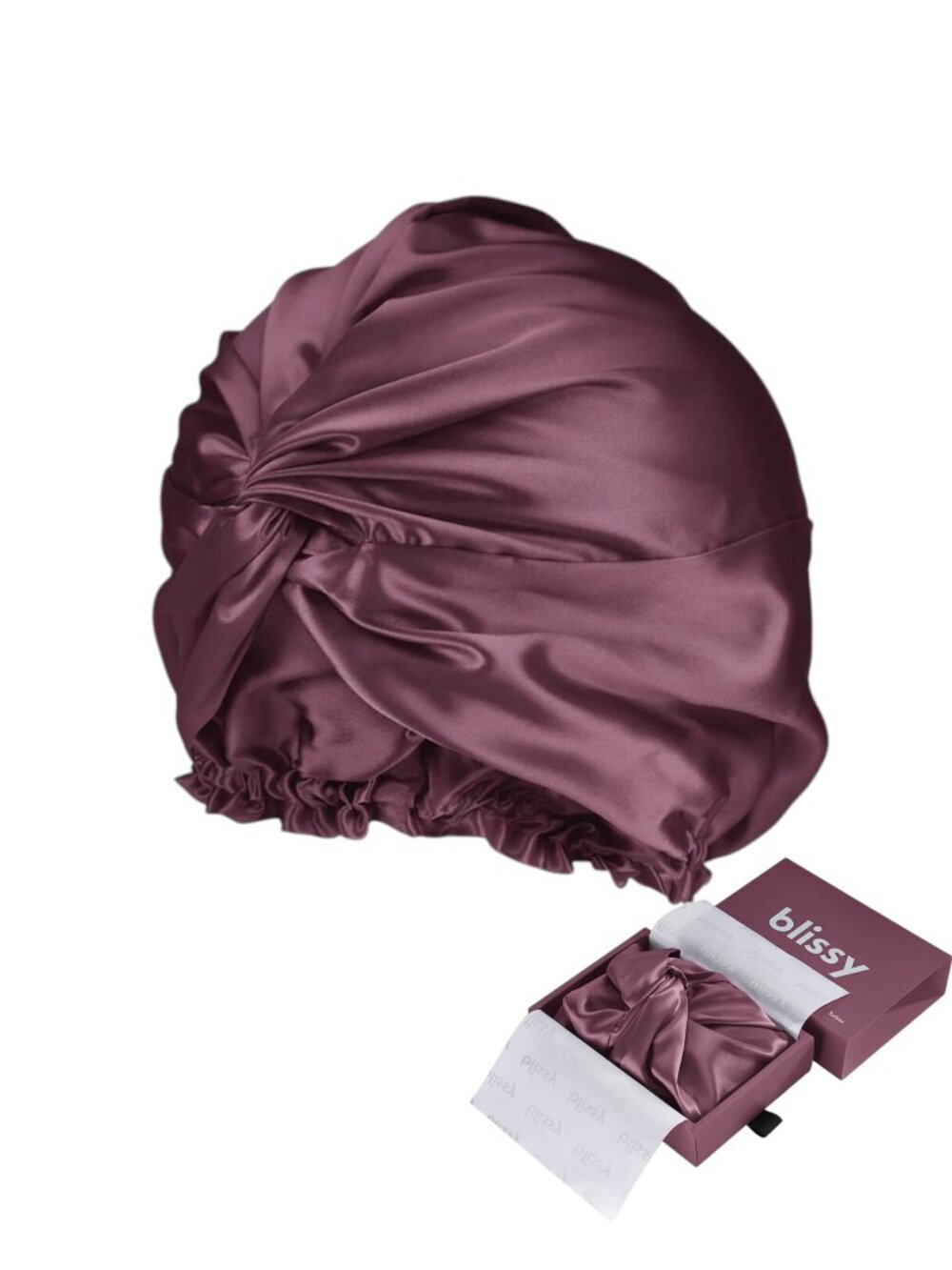Blissy Pure Silk Bonnet, Reduce Frizz, Lock Moisture (Plum), Classic / NIB